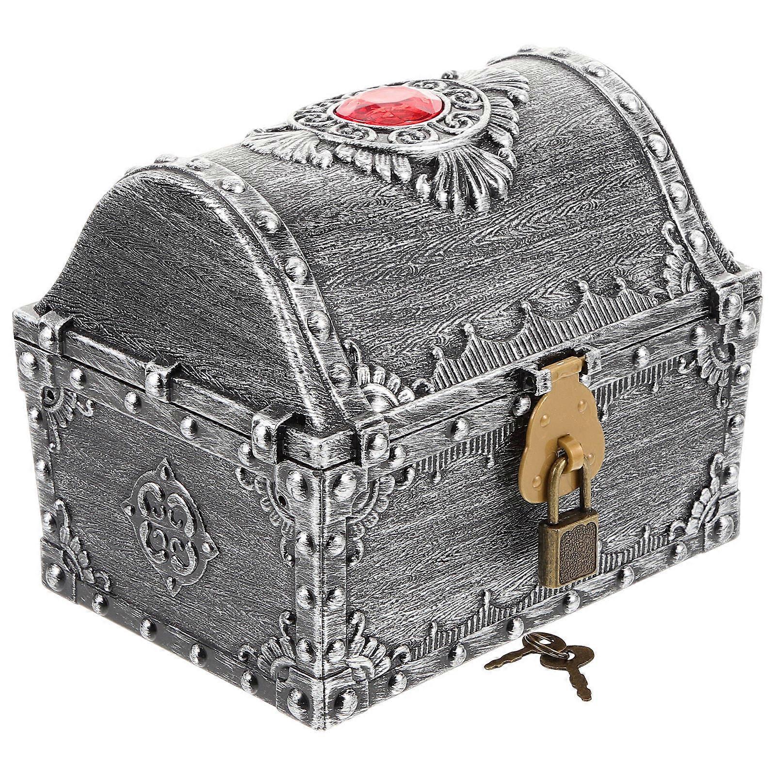 Decorative Pirate Treasure Chest Storage Box for Small Keepsakes, Unique Design for Imaginative Play, Props and Compact Storage
