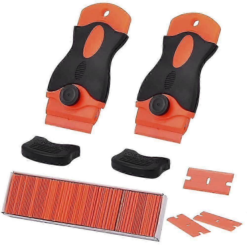 Plastic Razor Blades Ceramic Hob Scraper Plastic Ceramic Scraper Vignette Scraper Hob Scraper Glass Scraper with 100 Blades