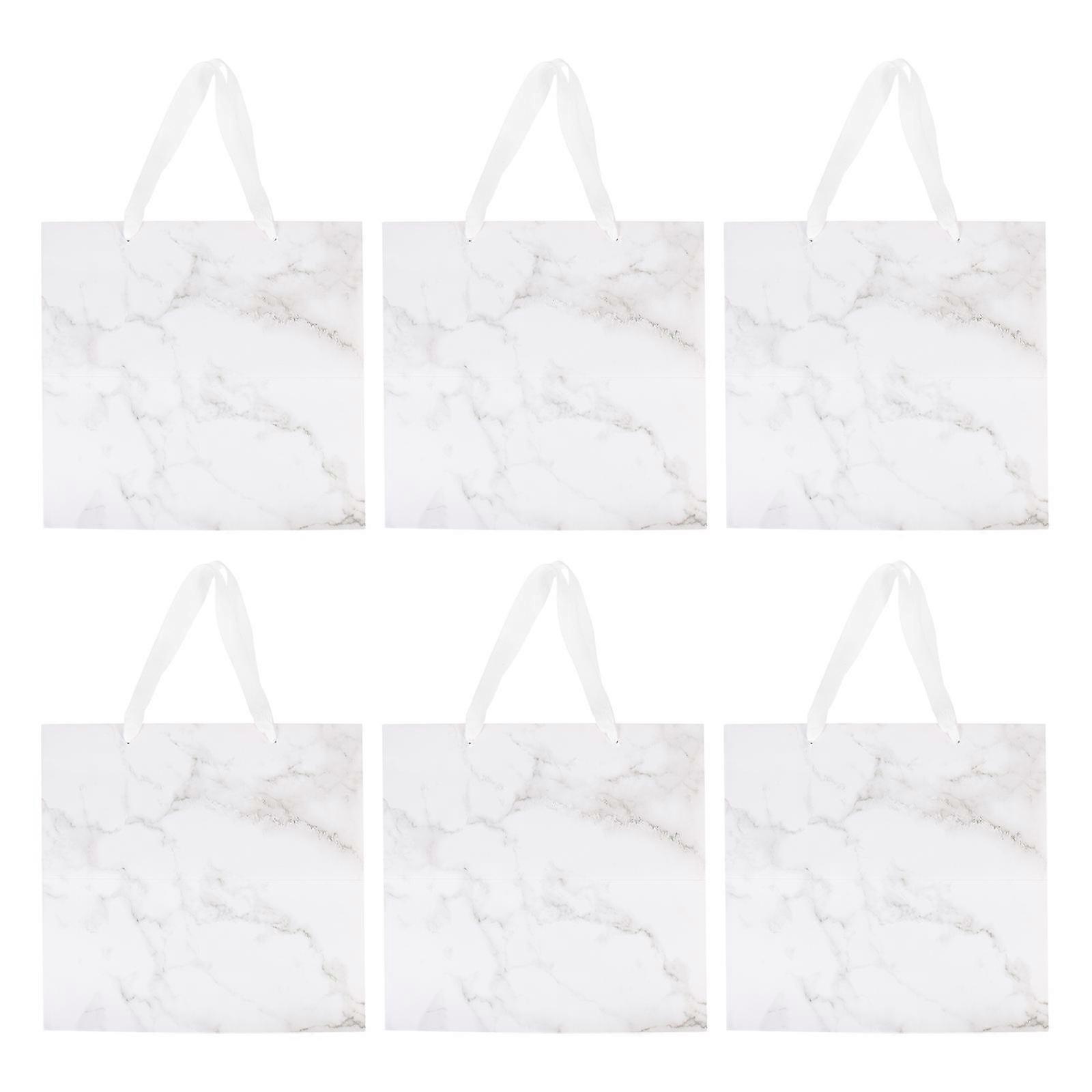 6Pcs Handheld Foldable Design Gift Bag with Marble Pattern and Flower Print