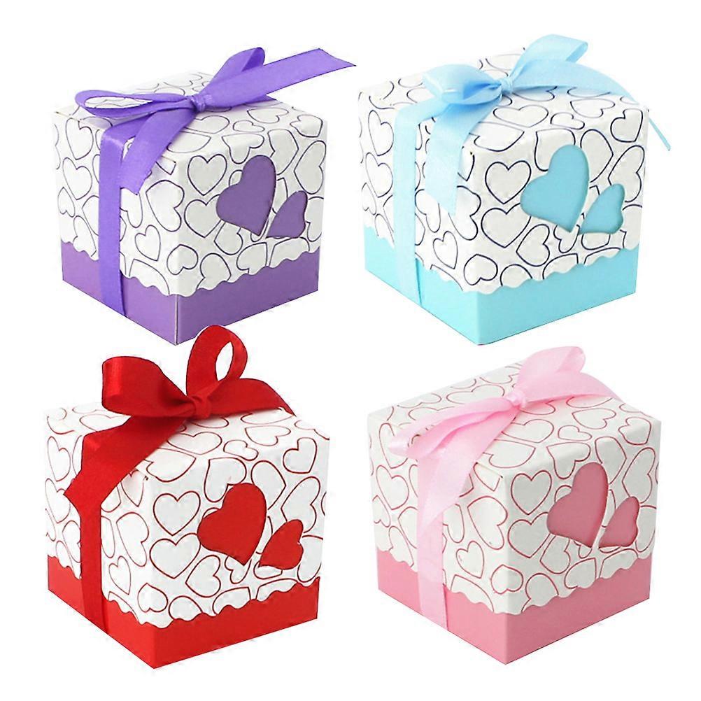 Heart Shape Boxes Square Candy Containers Red 5X5X5cm Holding Small 50Pcs