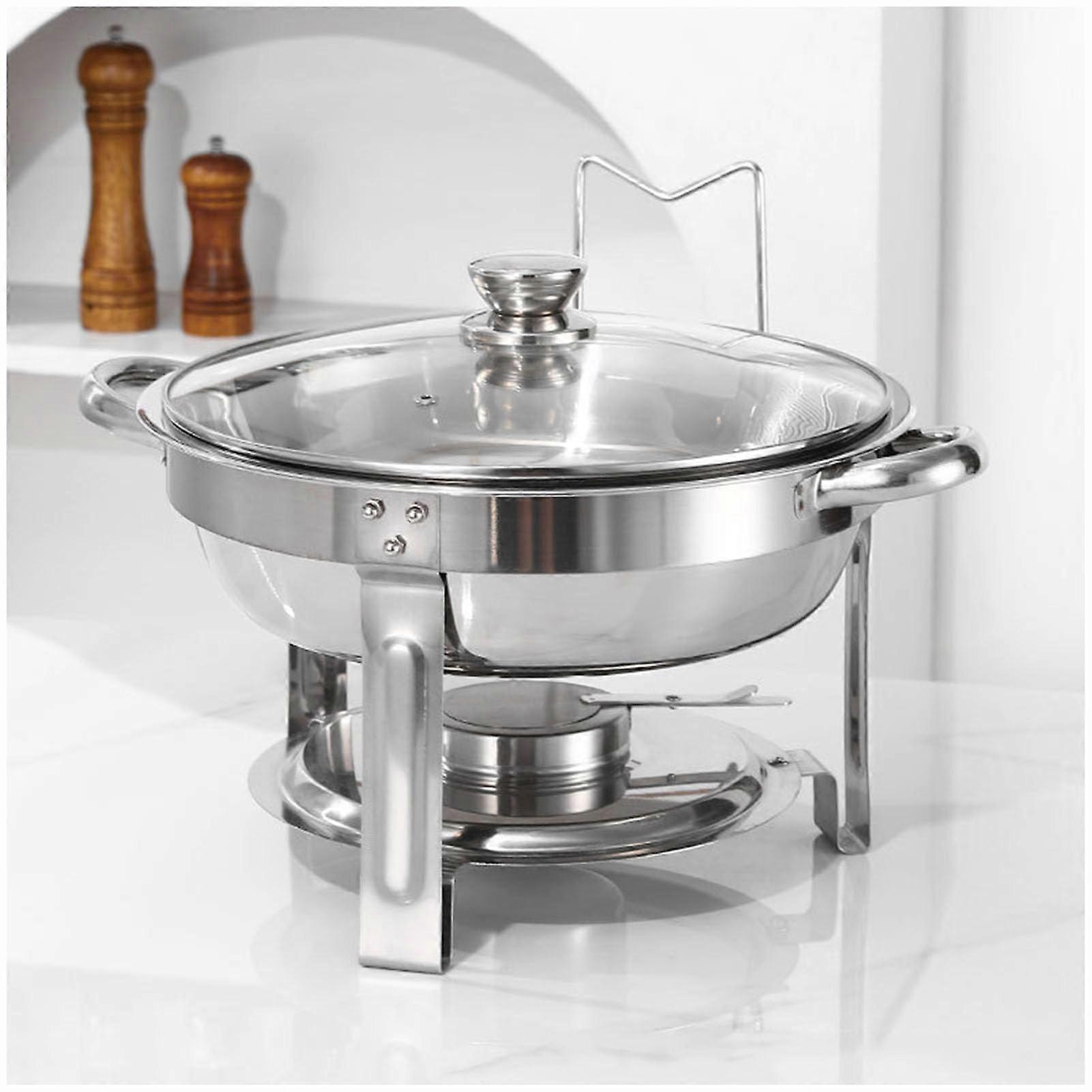 Stainless Steel Chafing Dish Buffet Set with Glass Lid, 4.5L