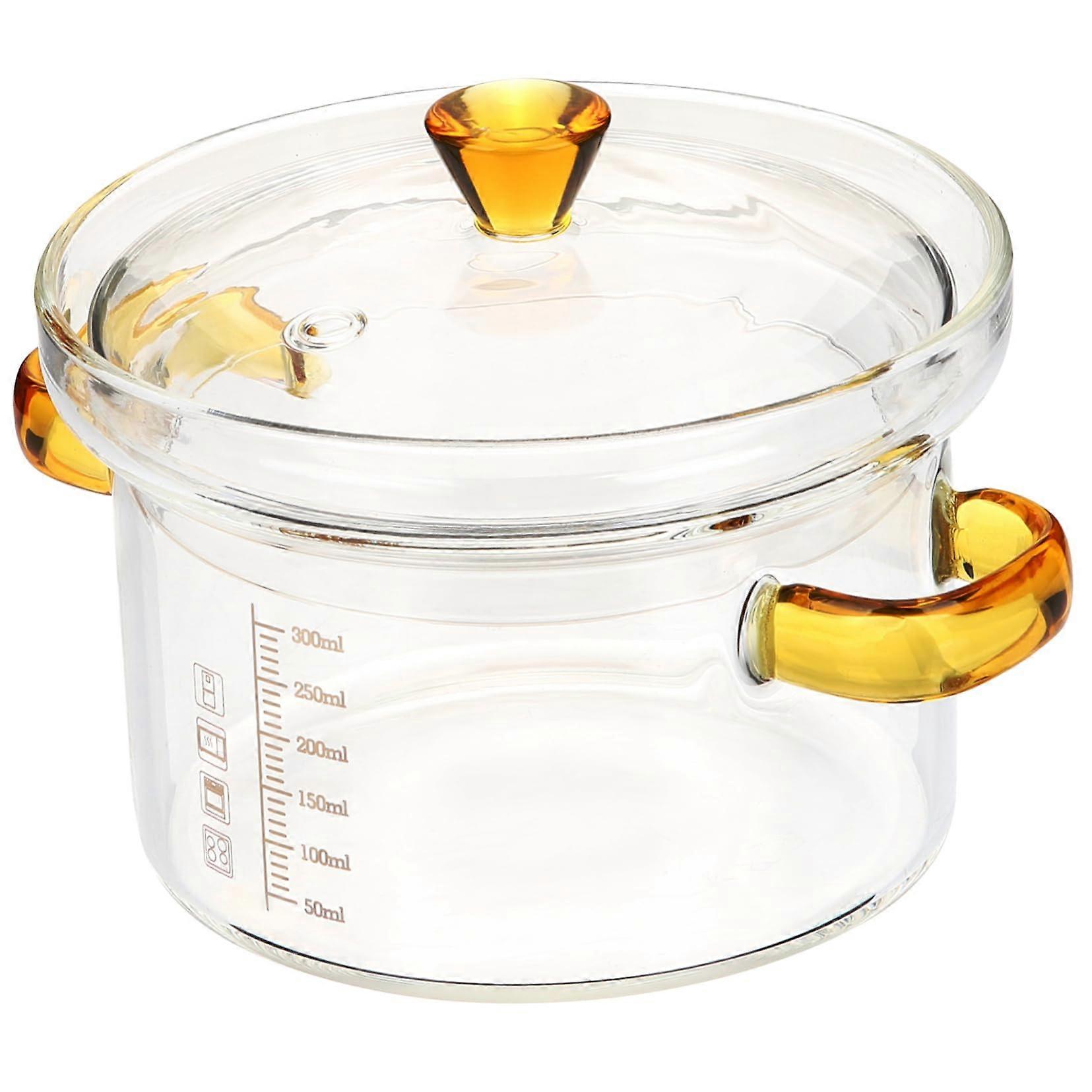 Steamed Glass Egg Bowl, Greek Coffee Pot, Soup Plate, Ramen Bowl with Lid, Soup Cups, Boiled Soup Pot, Preserving Pot, Transparent, Set of 2