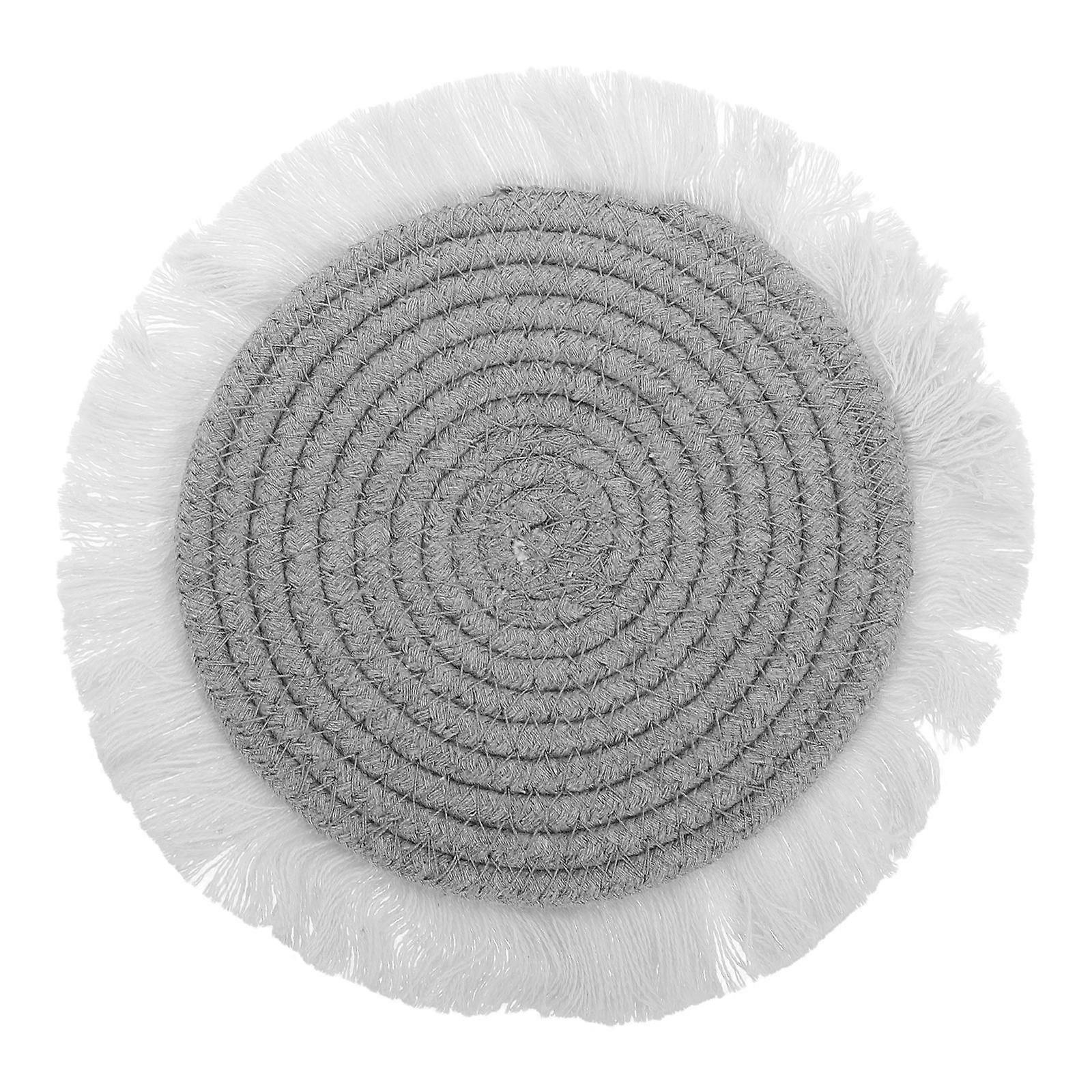Woven Coasters Light Grey Cotton Coffee Table Decor Cup Holder Coasters Versatile