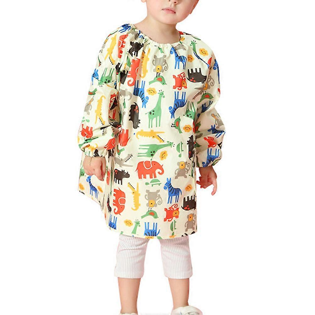 Art Smock for Children Yellow Long-Sleeve Waterproof Protective Clothes for Kids Handmade Craft 1Pack