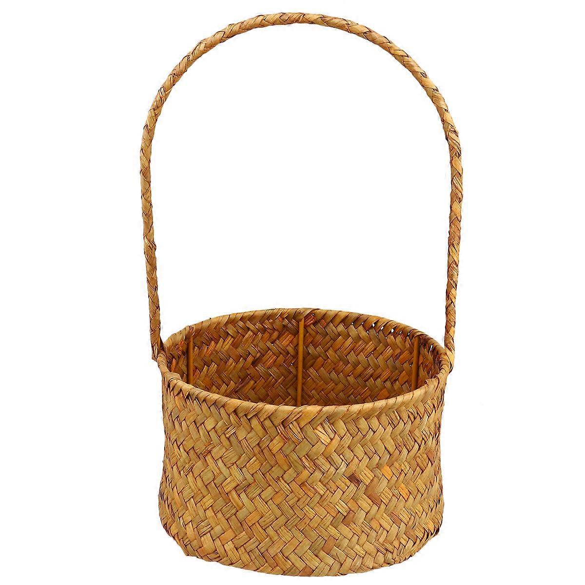 Handmade Flower Basket For Living Room Decoration Orange Size L 1Pack