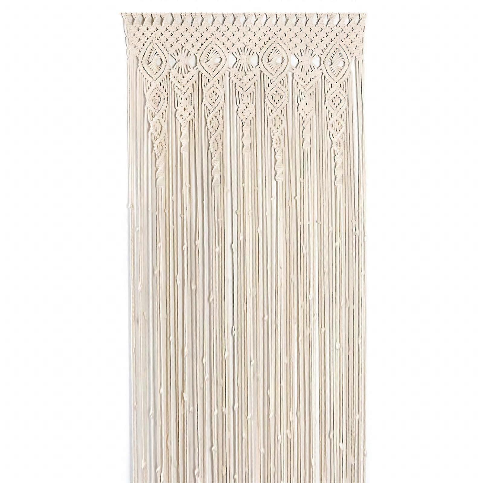 Macrame Wall Hanging Tapestry, Boho Handwoven Macrame Door Curtain (35 x 70 inches)