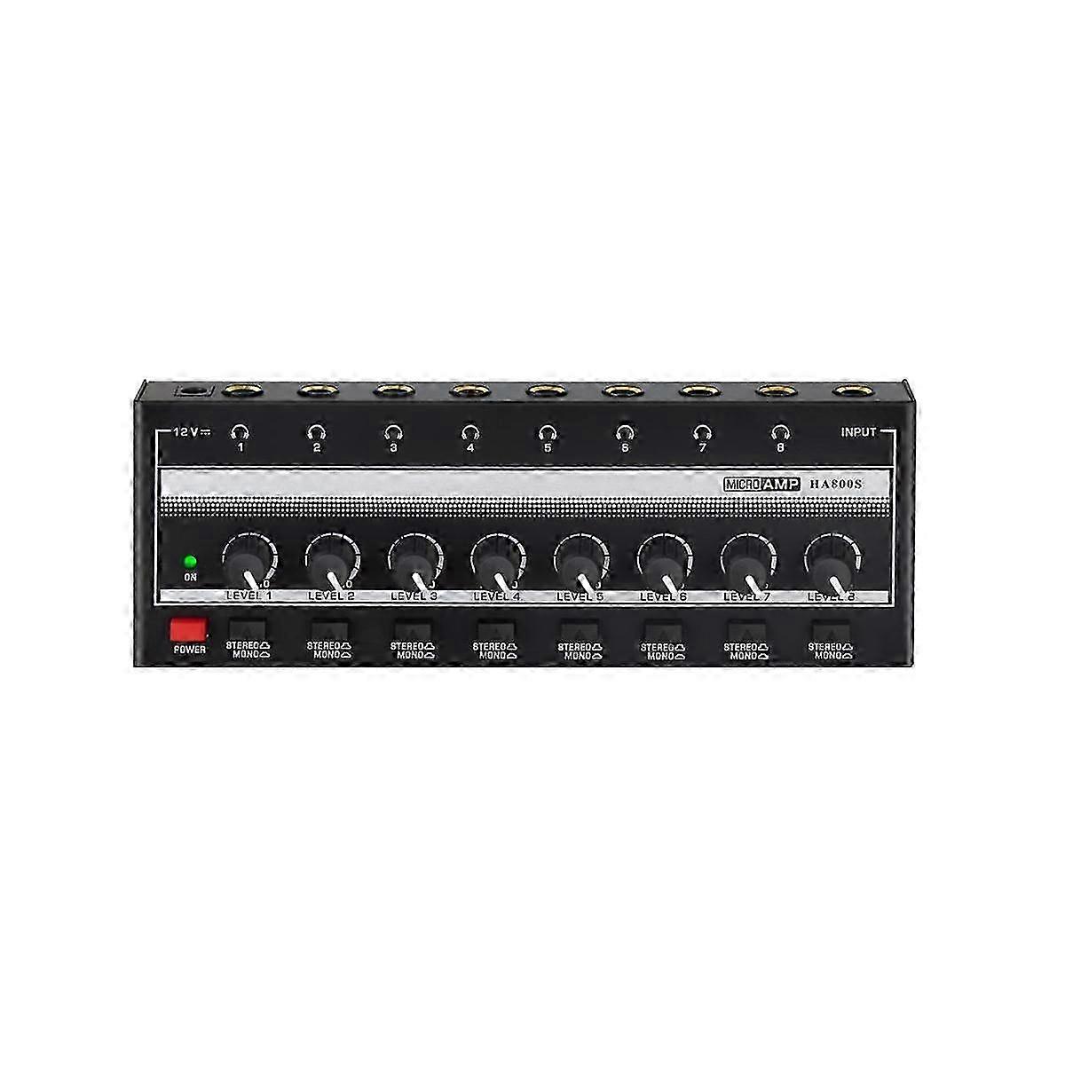 Ultra Compact 8 Channels Mini Stereo Headphone Amplifier with Stereo Switching