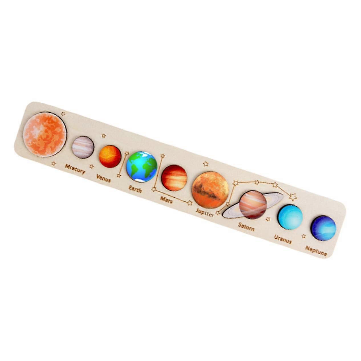1Satz Planet Puzzle Wooden Learning Matching Board for Cognitive Development with Solar System Planets Educational Toy