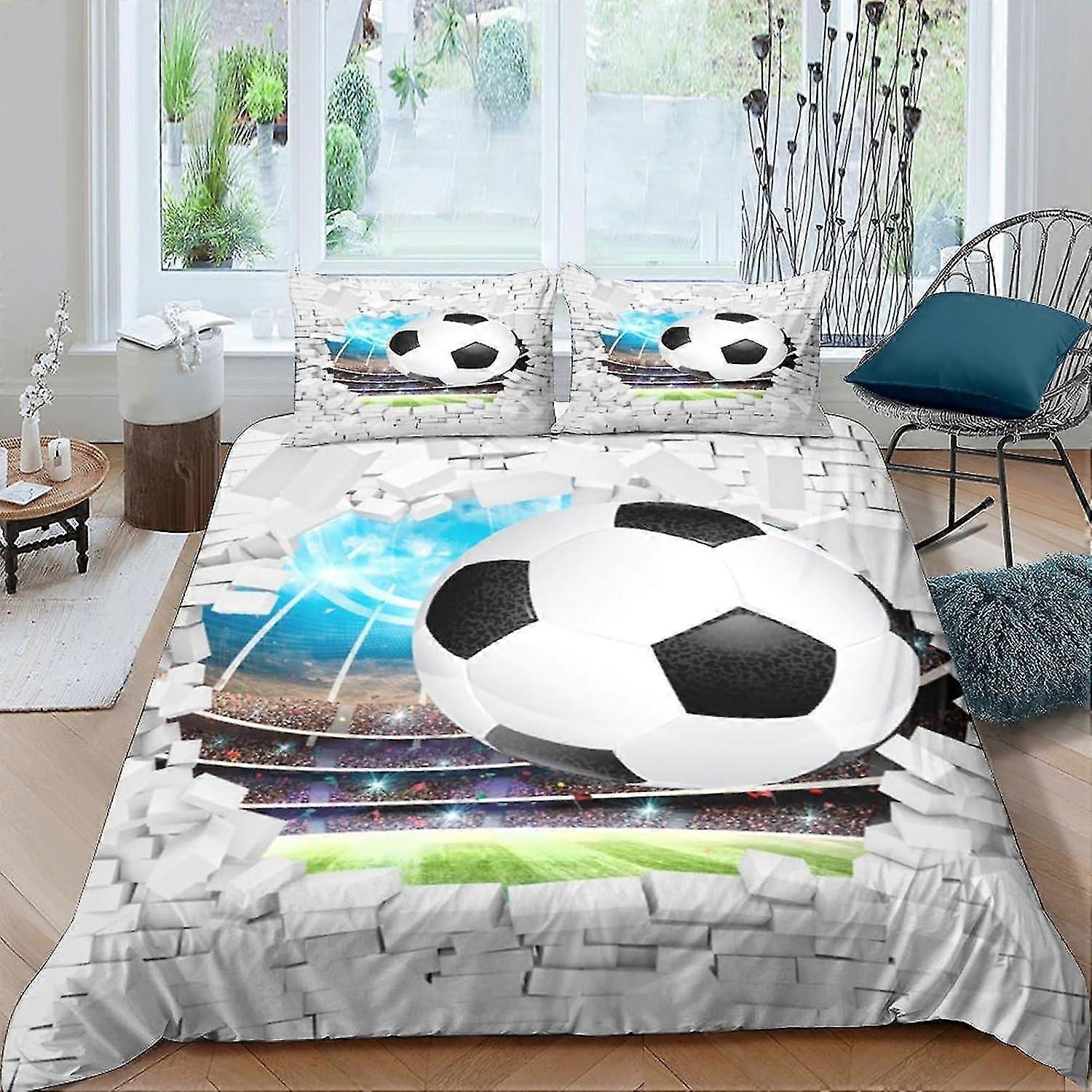 Football Duvet Cover Bedding Set 3D Print Comforter Cover with Pillowcase for Kids Soft Microfiber Bedspread 3 Pcs