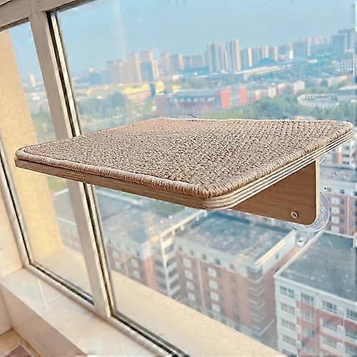Cat Wall Climbing Kit with Wooden Shelves and Suction Cups for Indoor Cats, Jumping Platforms and Hideouts 42x31x10 Inches