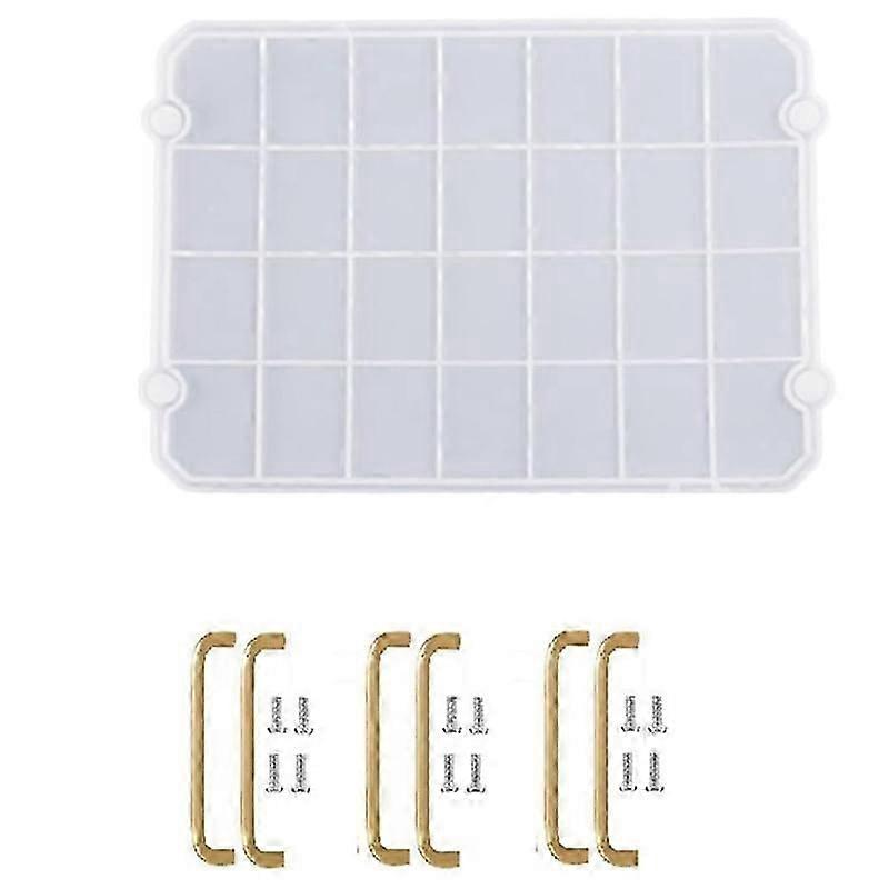 Tray Mold with Gold Handles, Rectangle Silicone Tray Mold for Resin, Flat Tray Resin Mold, Epoxy Res Edition 0702