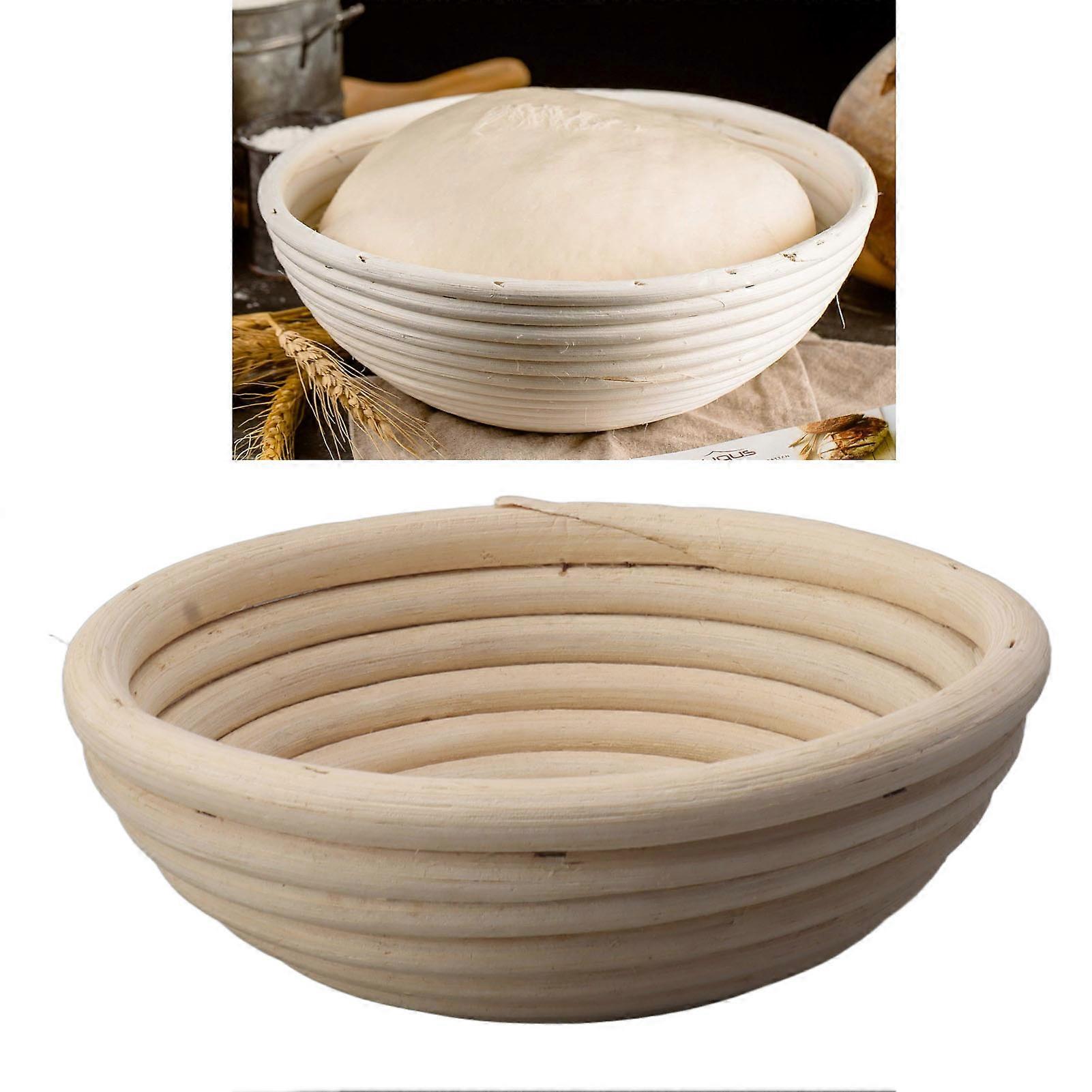 Round Bread Proofing Basket with Liner Cloth Dough Rising Rattan Bowl Set for Bread Making 16CM Diameter