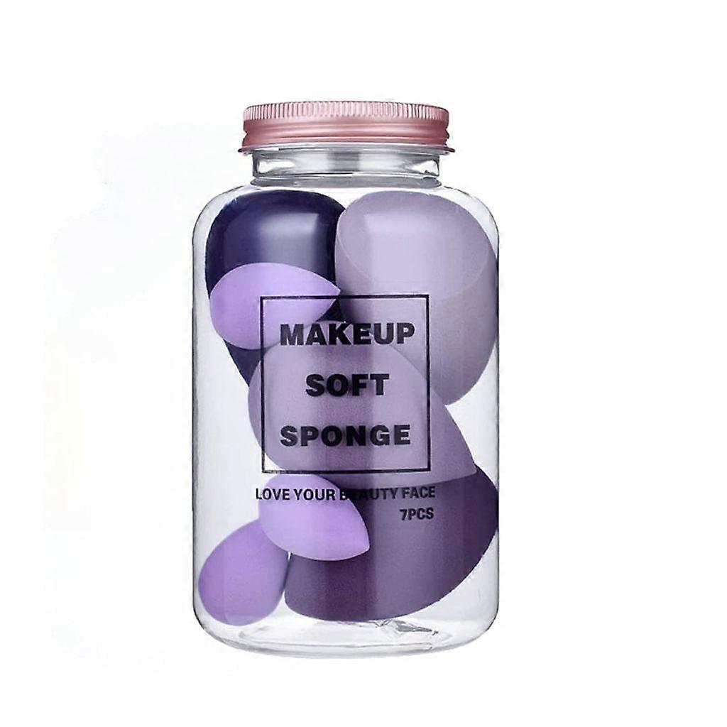 Purple Teardrop Makeup Sponge Set: With jar, for foundation blending