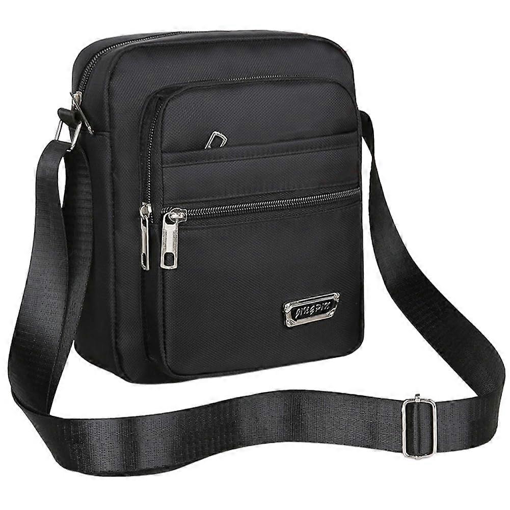 Cushion Bag Oxford Shoulder Bag for Men Breathable with Zipper for Daily Leisure Schwarz 4 zippers