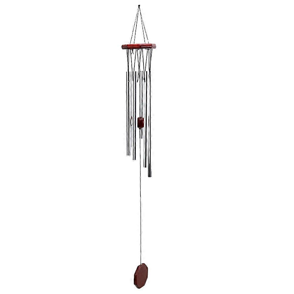 Garden Decor Wind Chimes Solid Wood Metal Hanging Ornament Silver 75x10x10cm Smoothness 1Pcs