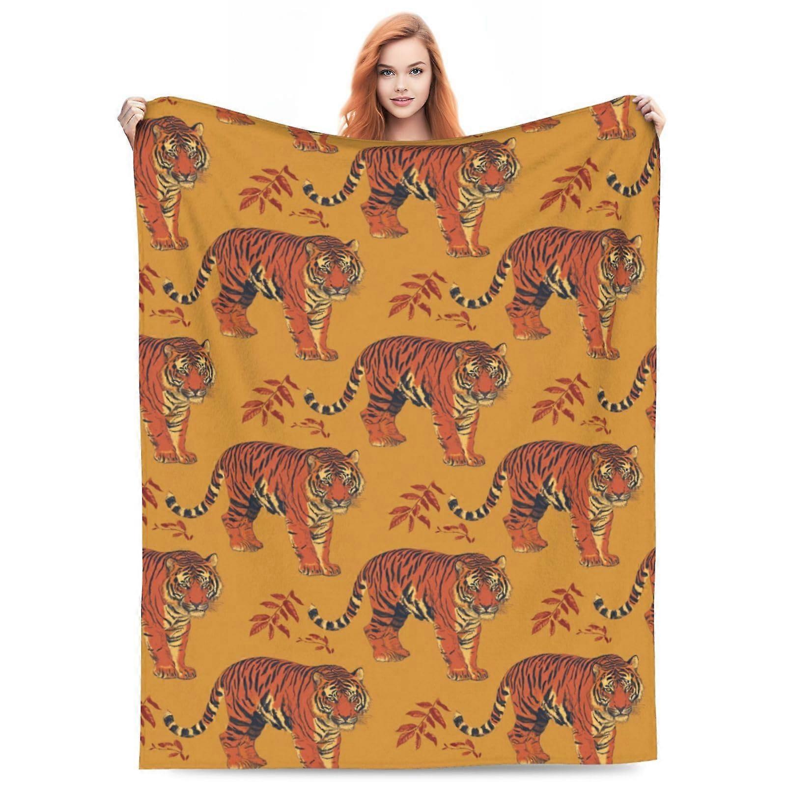 Tiger Blanket, Gifts, Animal Pattern, Flannel, Soft, Comfortable, 203x152cm