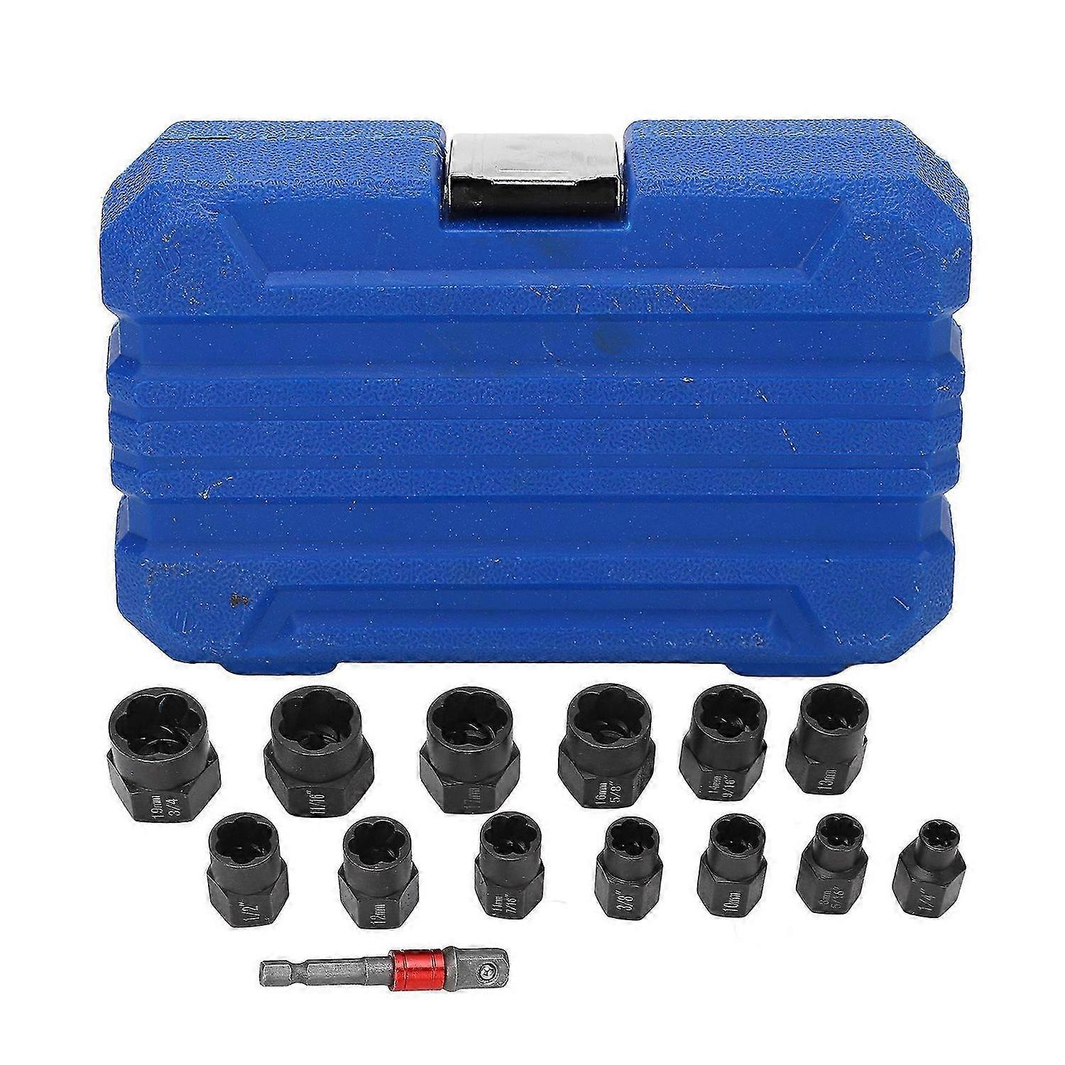14Pcs Nut Remover Extractor Kit 3/8in Damaged Rusty Bolt Removal Hex Screw Socket