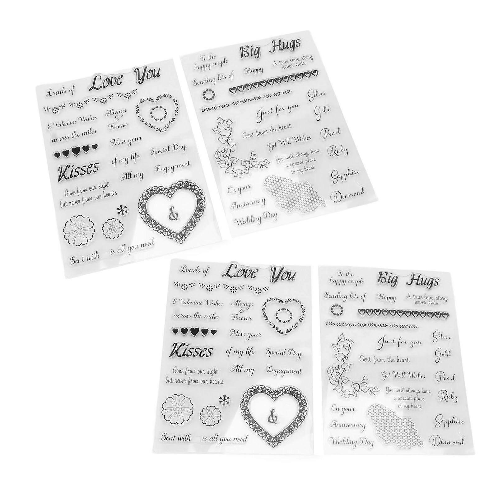 4Pcs Clear Stamp Romantic Style Clear Safe Reusable TPR Wide Application Transparent Stamp for Cards Envelope Making