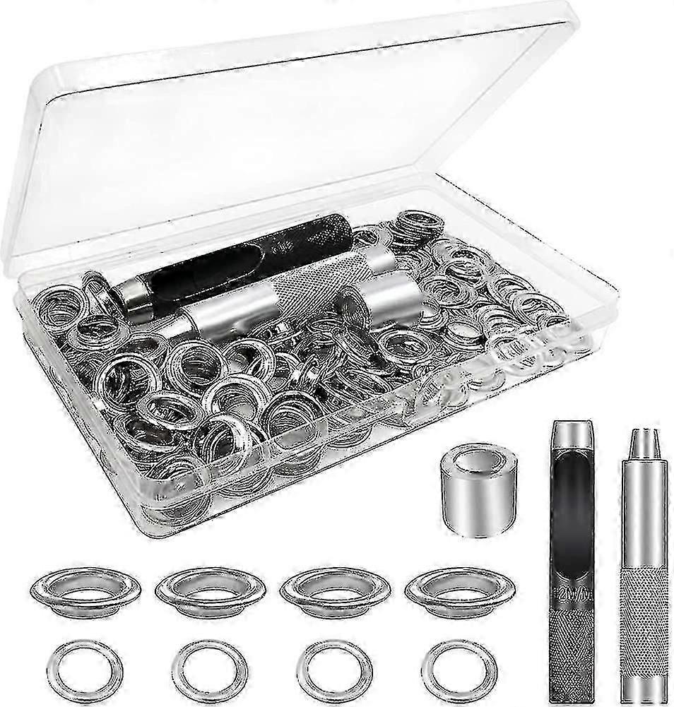 Eyelet Tool Kit, 100 Set Eyelets, Tarpaulin Eyelets, Grommet Eyelets Kit