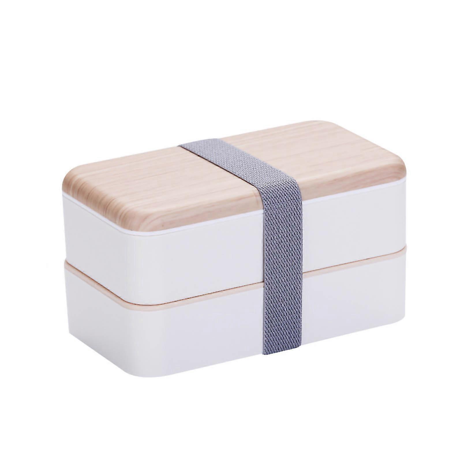Stackable Lunch Box Double Layer Food Grade PP Microwaveable Bento Containers with Tableware Storage Cover