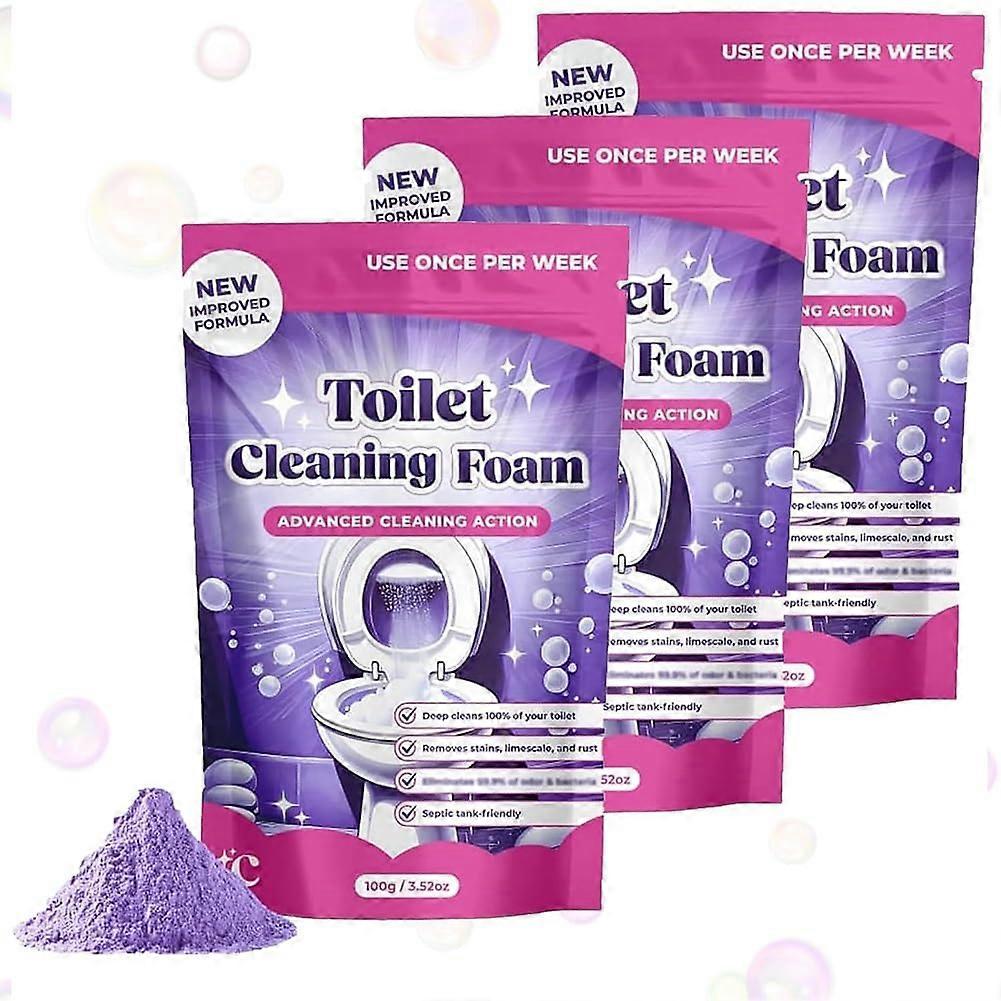 FizzClean Toilet Cleaner, Fizz Cleaning Powder, Touch Foaming (3 Pack)