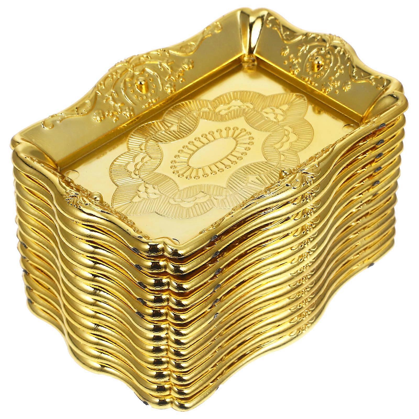 Cake Serving Plate Western Style Rectangular Golden 10.50X7.50X1.50CM Displaying Food 12Pcs