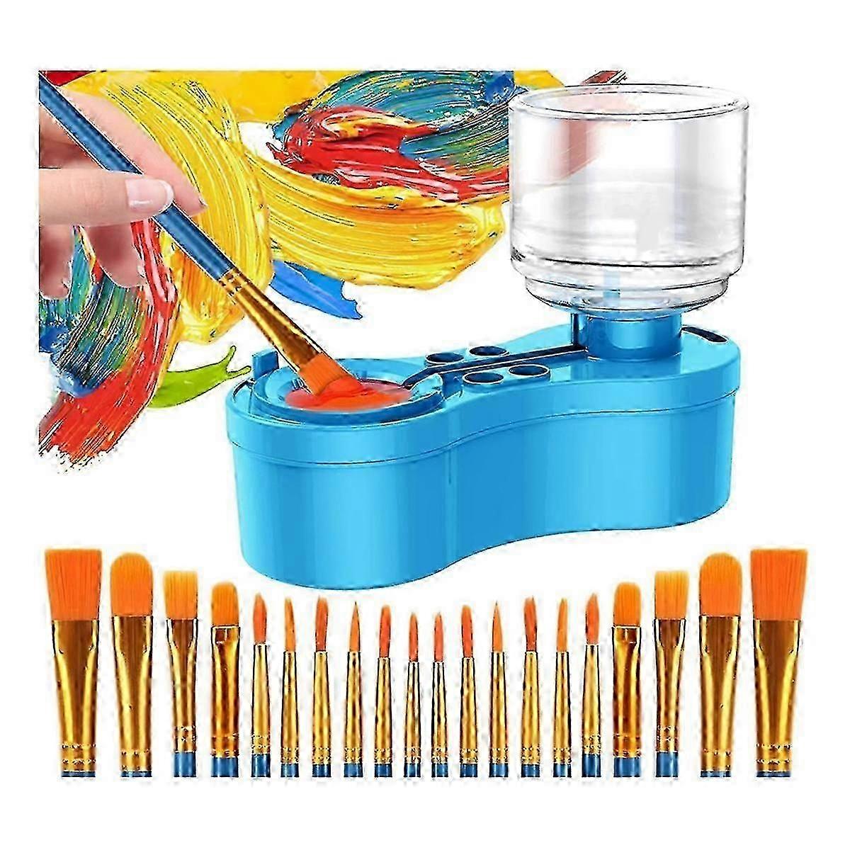 Paint Brush Cleaner with 20 Paint Brushes, Paint Brush Set Flush with Drain and Brush Holder for Ac jn