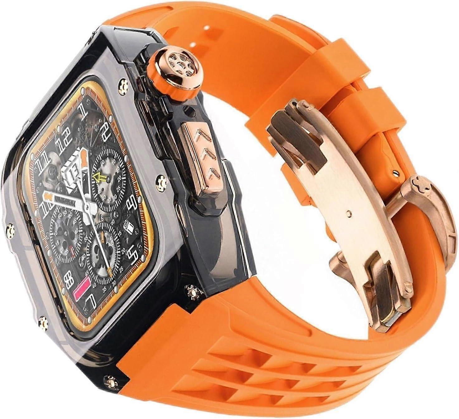Clear Watch Case Rubber Band Mod Kit for Apple Watch Ultra 2, Series 8/7/6/5/4/SE, 49mm, Transparent Sport Strap, Breathable Replacement Band