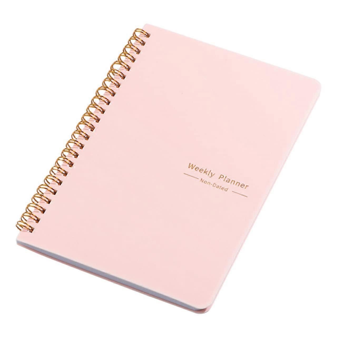 Agenda Book Writing Utensils Compact Planner Notepad Paper Pink for Students and Professionals - Calendar Notebook for Home and Work