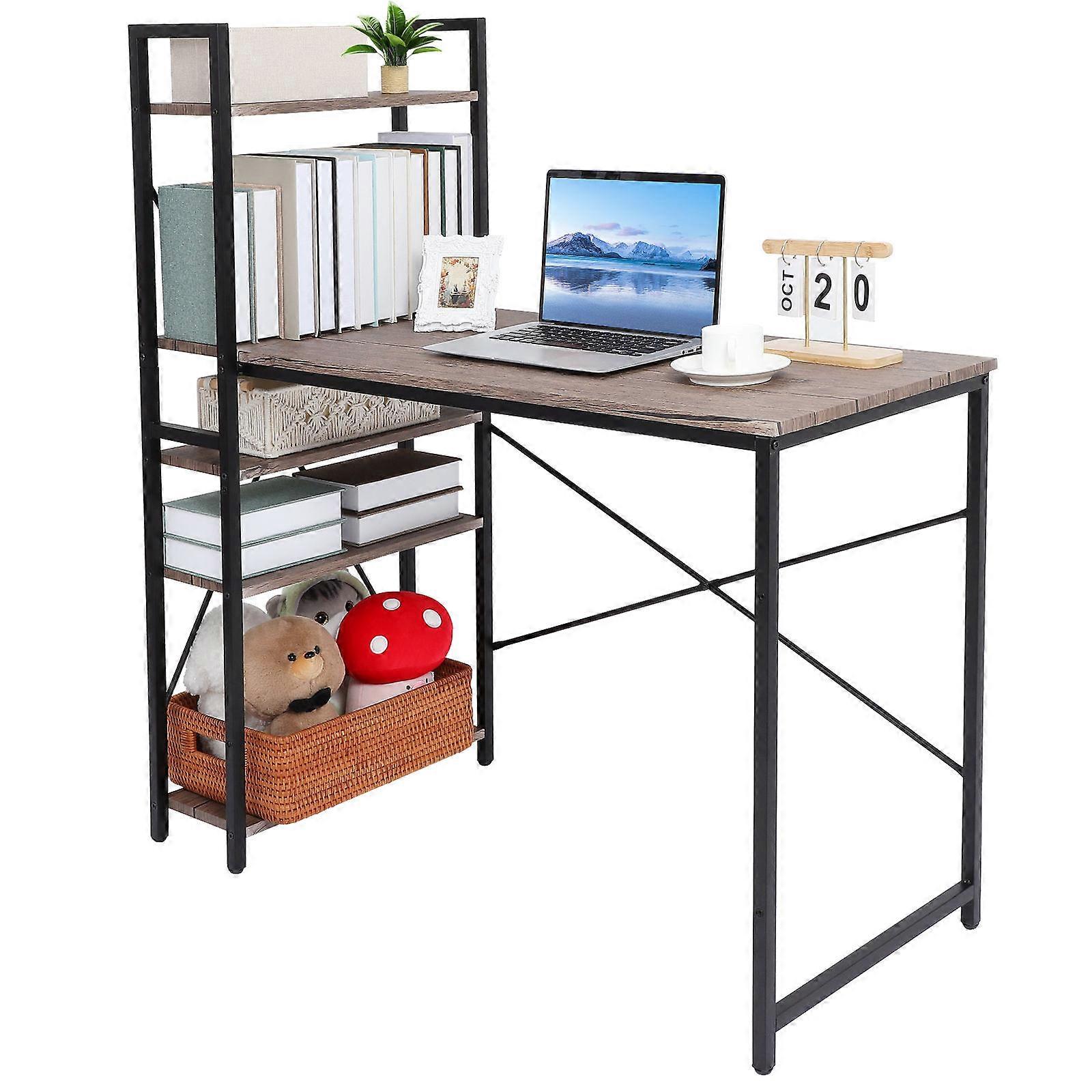 Modern Computer Desk Classic Design Dark Brown 120X112X52Cm For Home Office Bedroom Use 1Set