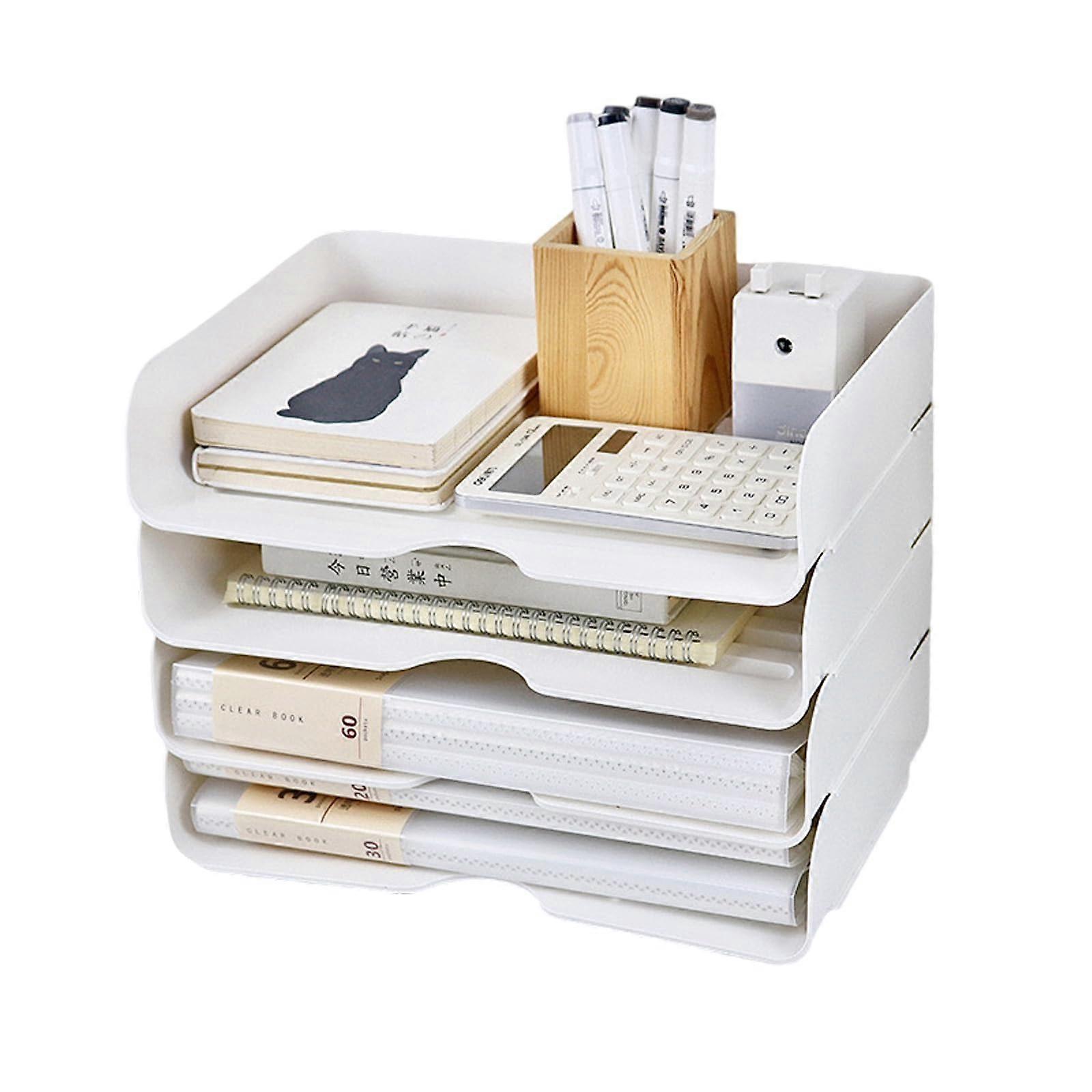 Storage for desk files and letters with 4 tiers for home office organization.