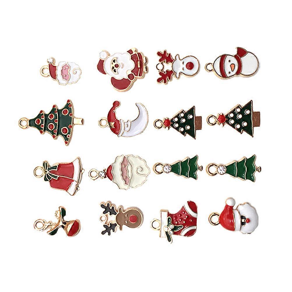 Creative Alloy Pendant Keychain Accessory Red 3X2cm Christmas Pattern DIY present 60Pcs