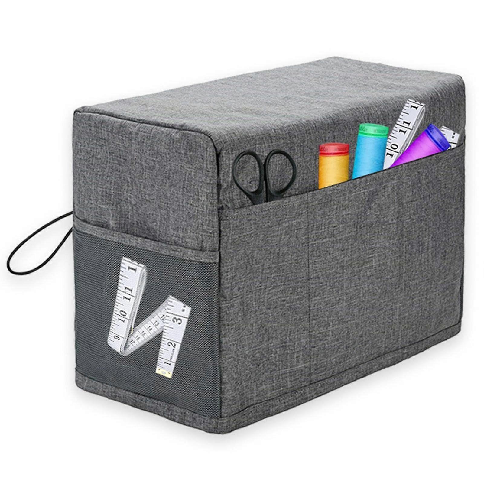 带储物袋的缝纫机盖，兼容 Brother 和 Singer，灰色