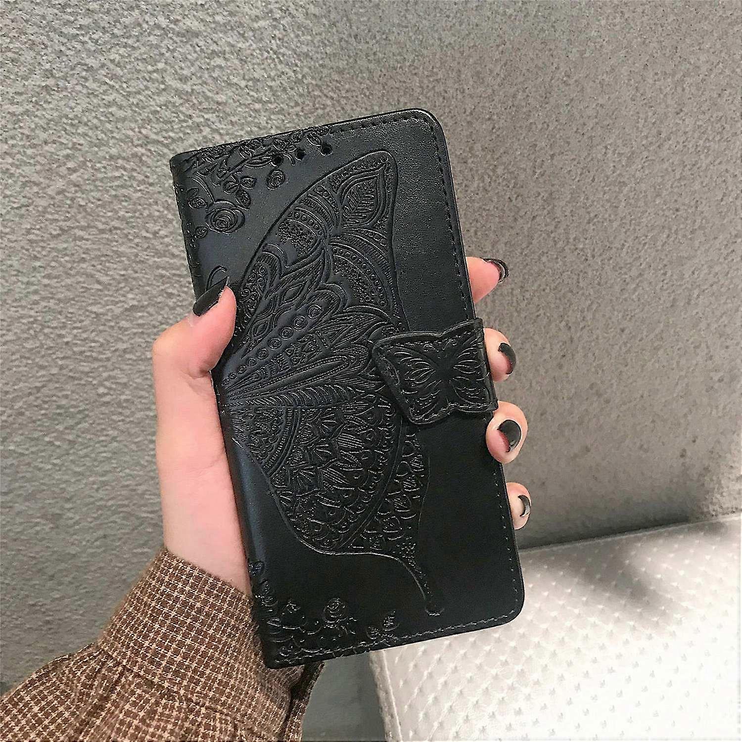 Case for Samsung S23 Fe black leather embossed Magnetic