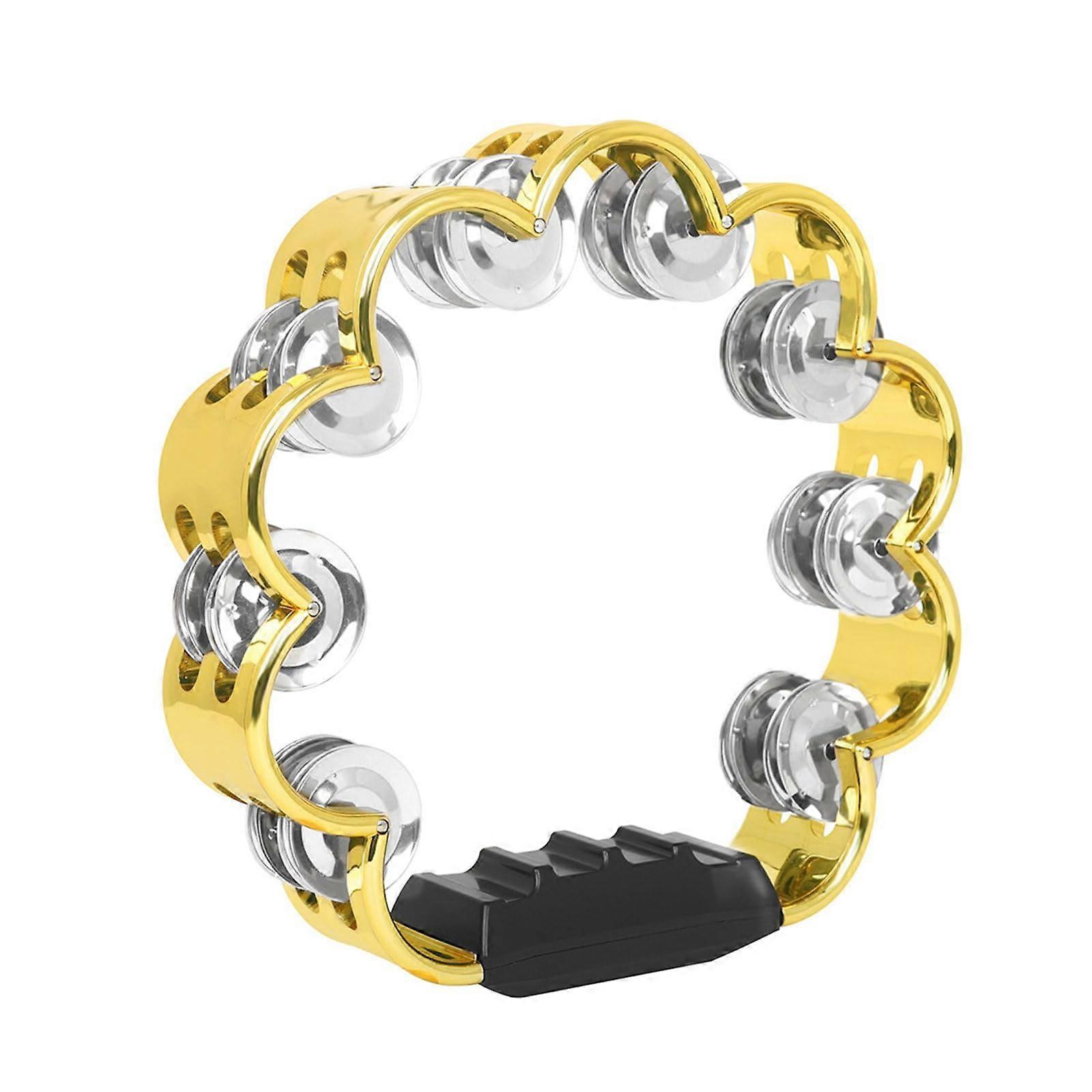 Metal Bells Handheld Party Percussion Drum Instruments Tambourine Double Row Tambourine Flower Form Musical Tambourine Tambourines Musical Instruments