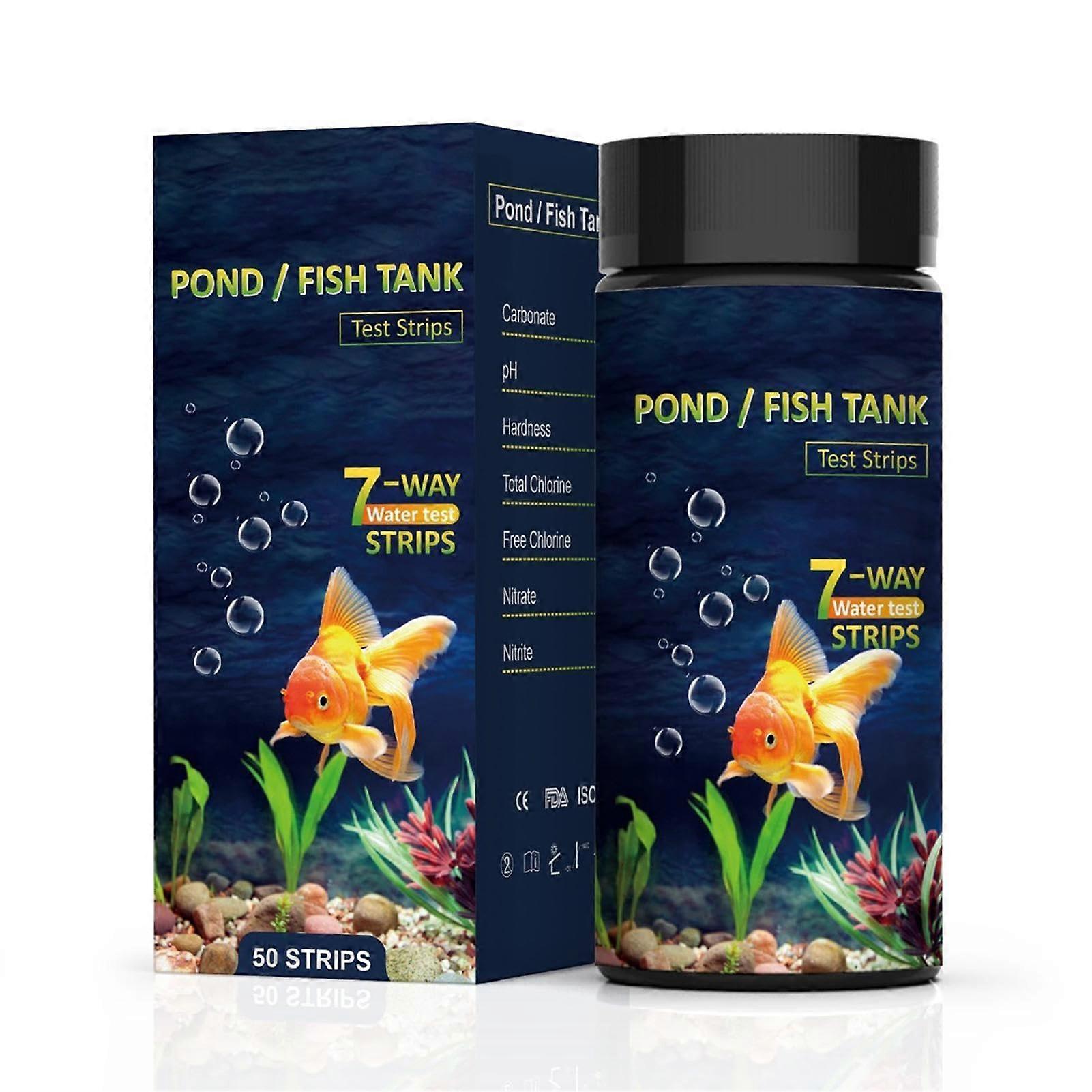 Aquarium Water Test Kit 7-In-1 Strips For pH And Alkalinity Chlorine Carbonate Hardness In Aquariums And Ponds