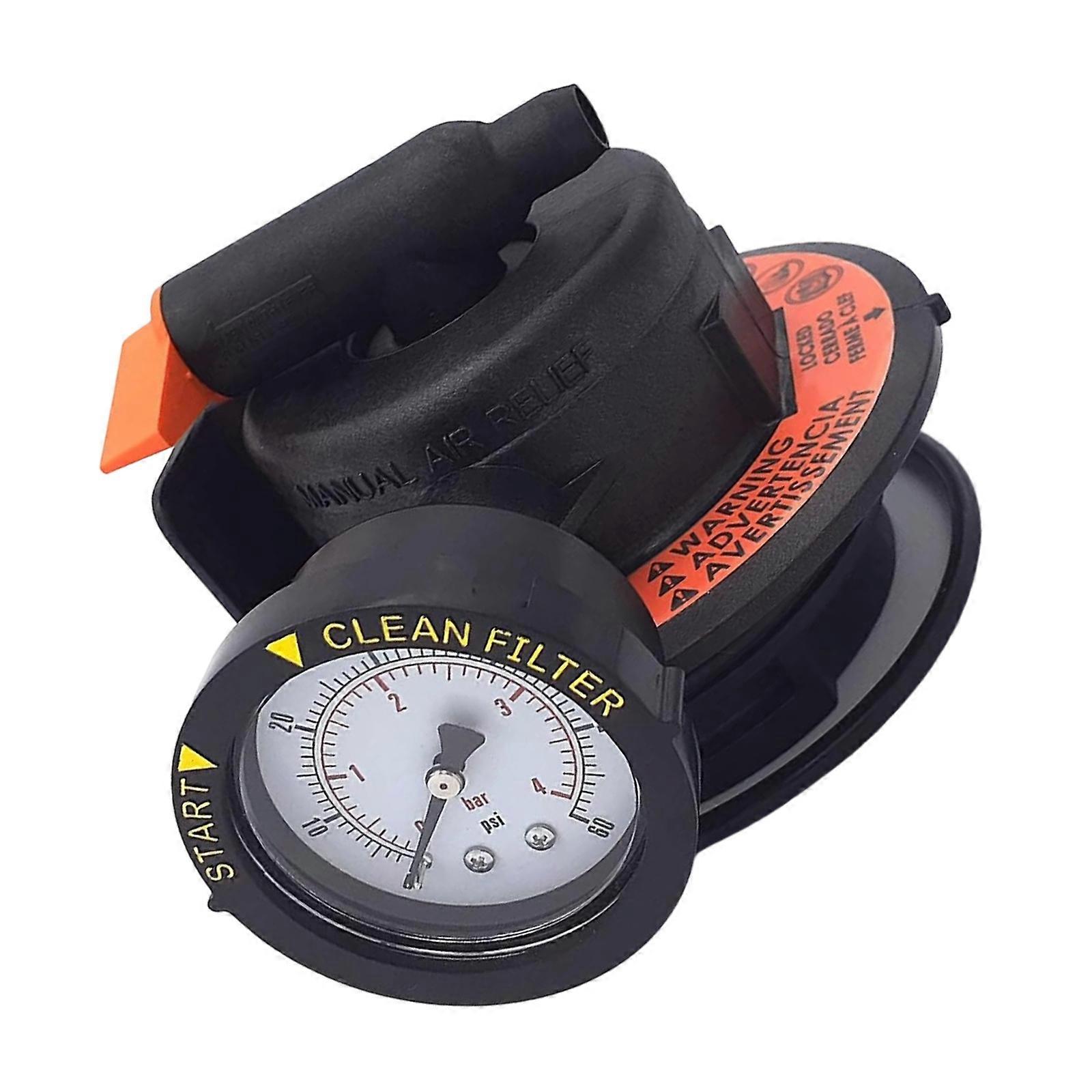 High Efficiency Valves Replacement Manual Air Relief Assembly for Cartridge Pool Filter Includes Pressure Gauge Multicolor