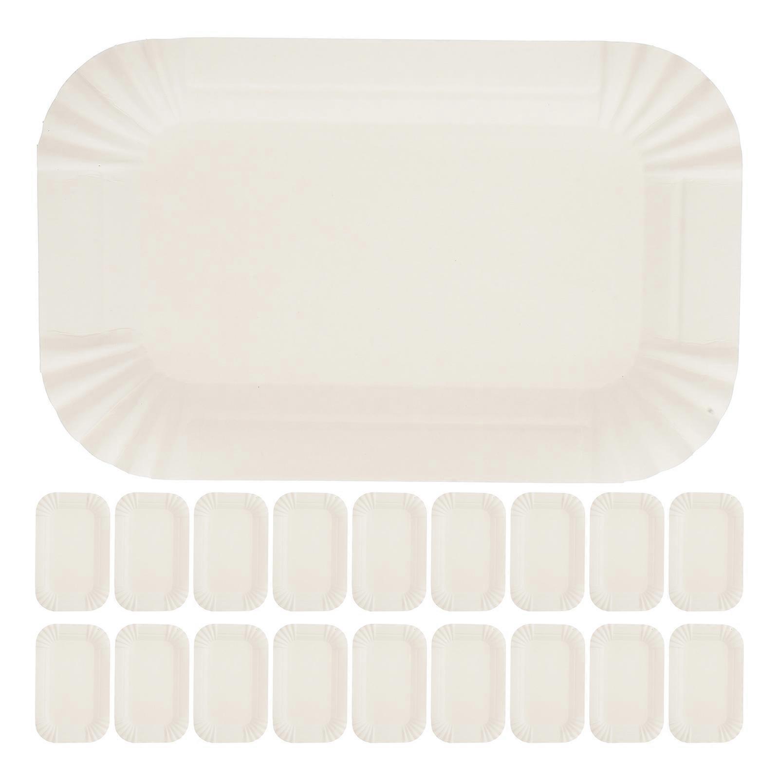 Heavy Duty Paper Plates Cake Board Elegant Design Hosts White 16.00X10.50X1.50CM Serving Desserts 100Set