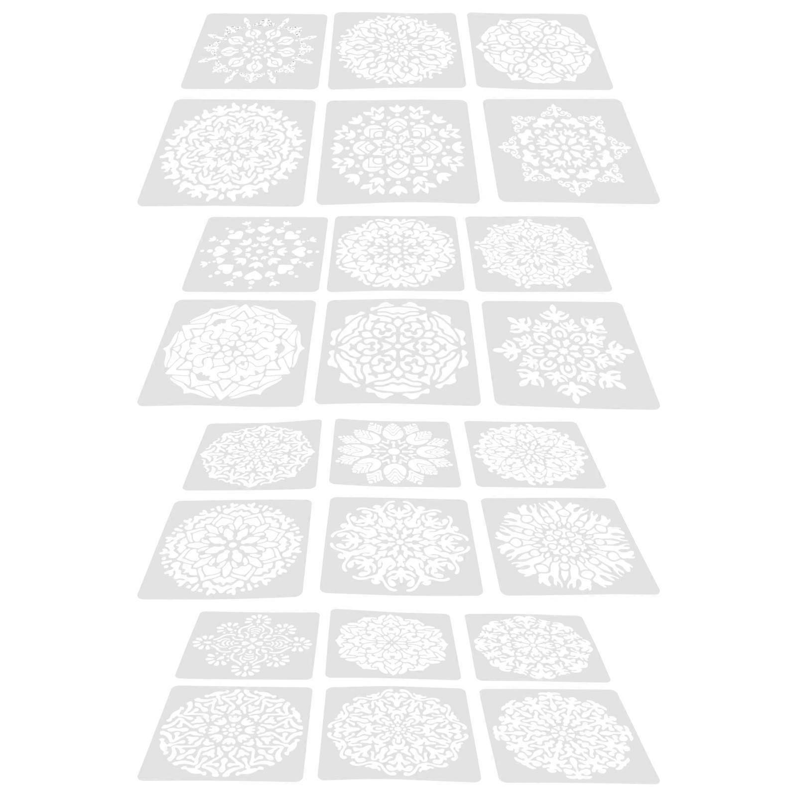 Mandala Stencils Painting Education Toys Hollow Flower Templates For Art Projects 24Pcs
