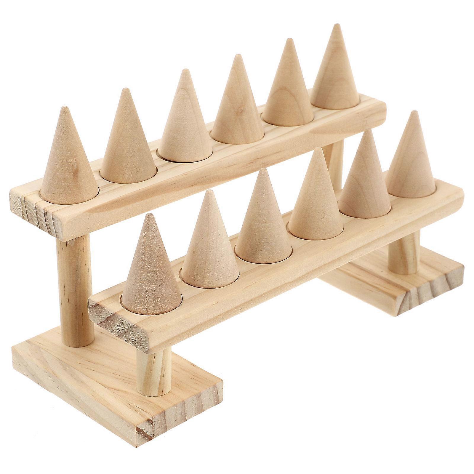 Jewelry Display Stand For Vendors Double Layer Design Wood Suitable For Counters 1Set
