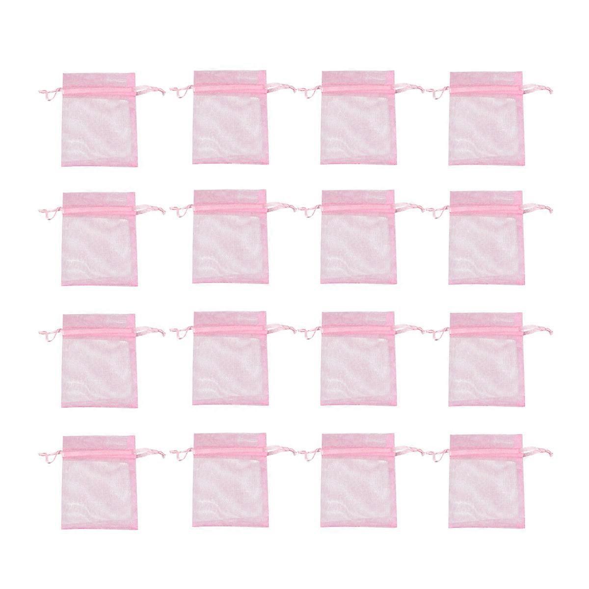 Transparent Drawstring Pouch Organza Drawstring Bag for Storage Use 100Pcs