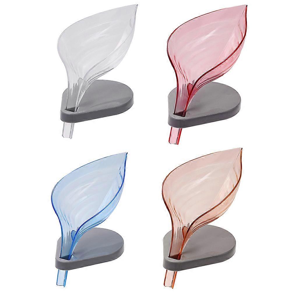 Soap Drain Box Suction Cup Soap Holder Kitchen Accessories Bath Sink Tray Leaf Shaped Orange