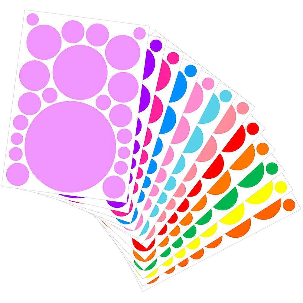 Colorful Round Dot Wall Stickers – 12 Sheets Removable PVC Adhesive Decals for Bedroom, Playroom & Nursery Decoration