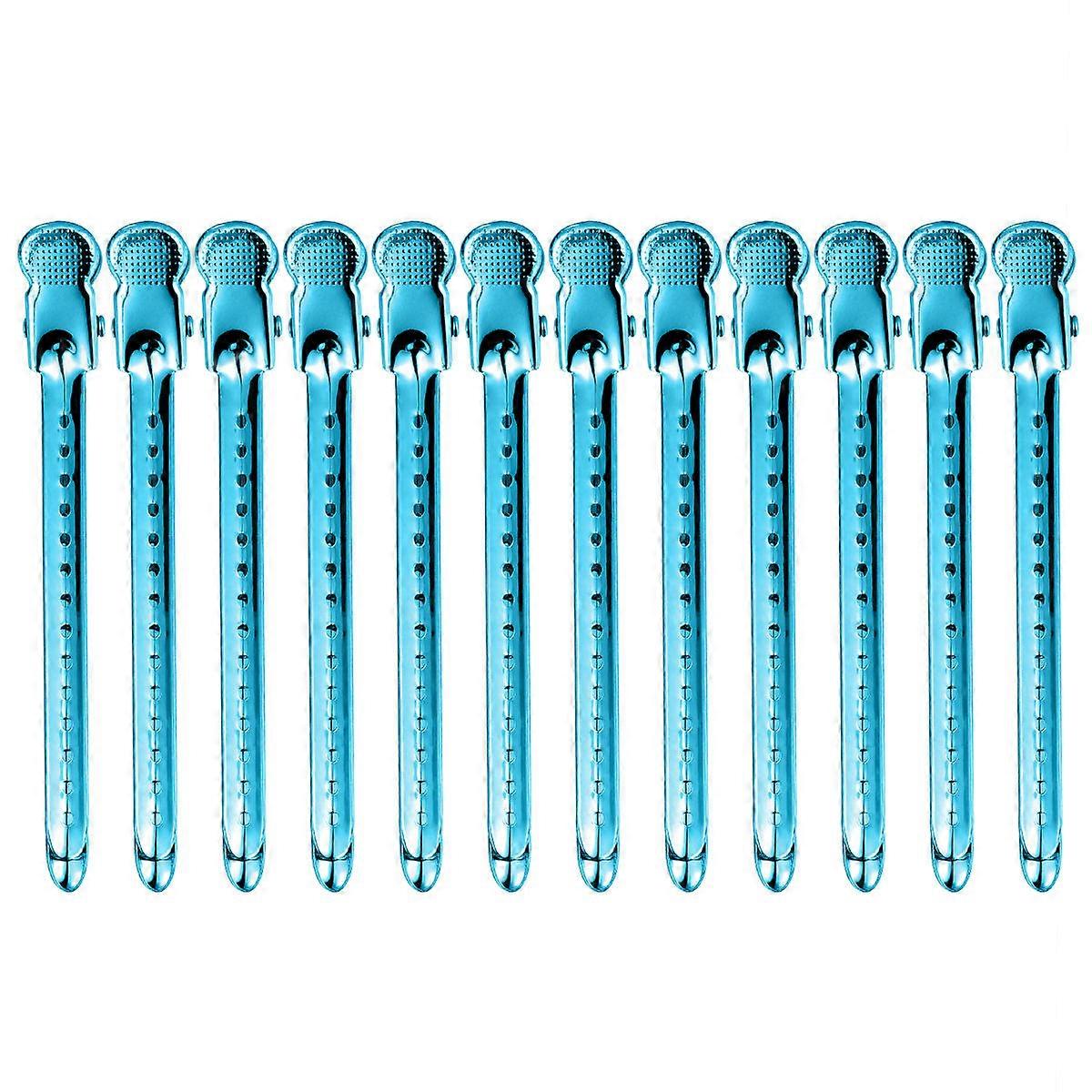 Hairdressing Clips 12pcs Sky Blue Durable Fastening Pins for Hair Styling, Sectioning, Coloring & Makeup – Ideal for Home and Salon Use