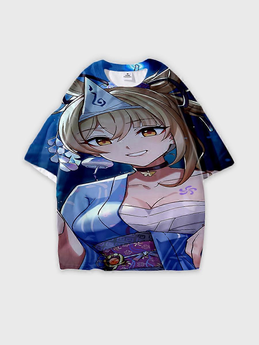 T-shirt round neck Role Pattern loose short sleeve D330