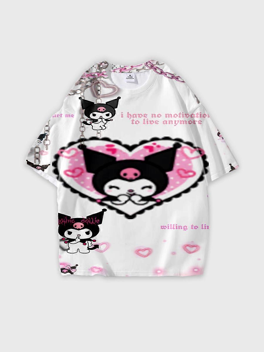 T-shirt round neck Cartoon Pattern loose short sleeve B136