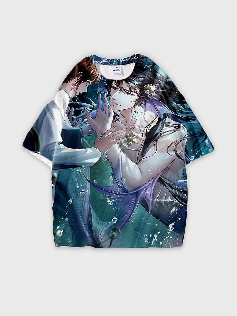 T-shirt round neck Role Pattern loose short sleeve E676