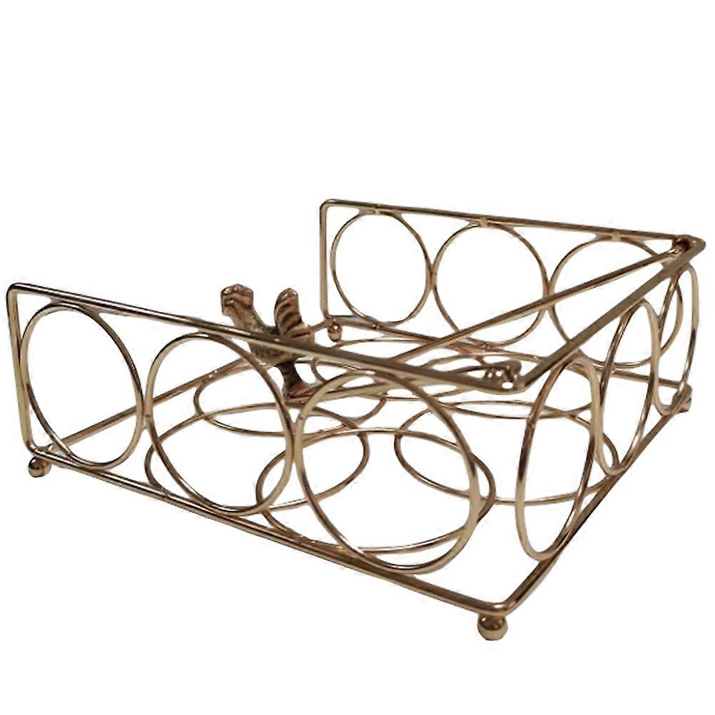 Elegant Golden Iron Napkin Holder for Table Storage with Stable Base and Smooth Finish 6.5 Inches
