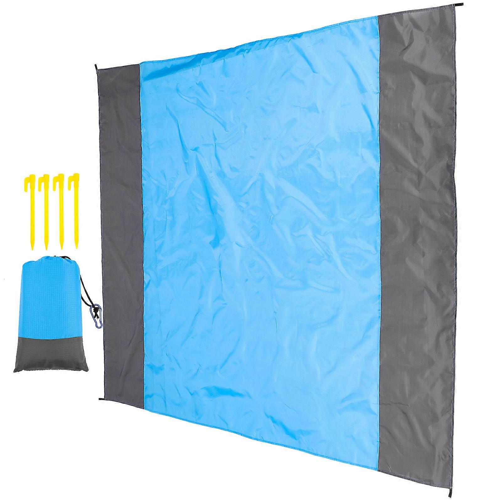 Multipurpose Outdoor Blanket Foldable Picnic Mat for Camping with Carry Strap Polyester Fabric Multi