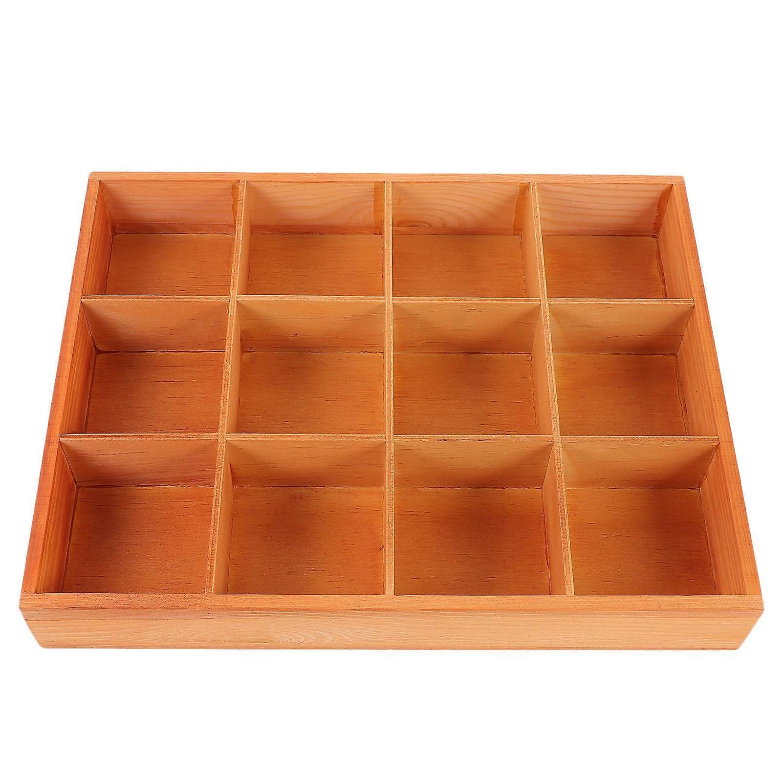 Wooden Desktop Divider Box, Multi Storage Tray for Succulent Planters, Rustic Compartment Organizer for Home and Balcony Decor